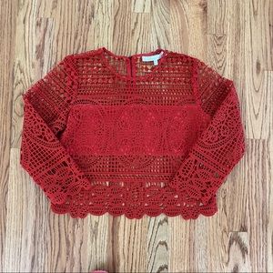 Lovers + friends Night Bloom Red lace top medium revolve